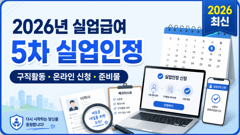 2026년 실업급여 5차 실업인정 총정리｜구직활동 횟수·온라인 신청·준비물