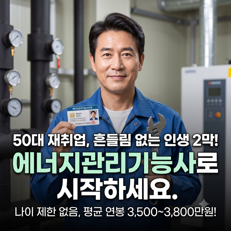 50대 재취업 진로 추천｜에너지관리기능사 자격증 취득방법과 실제 연봉 3,800만원까지 총정....