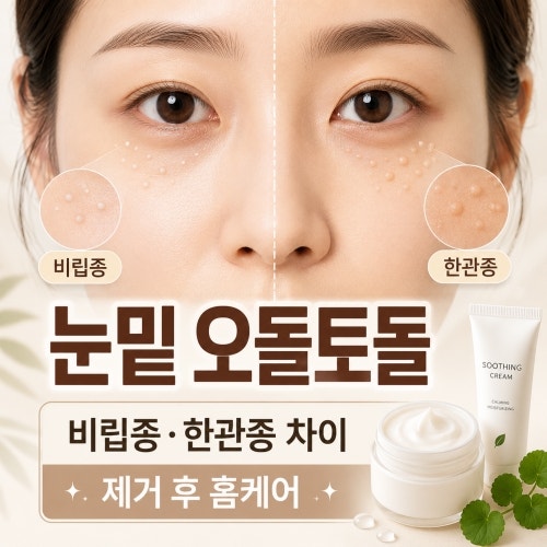 눈밑에 생긴 오돌토돌 비립종 한관종 차이 제거 후 홈케어