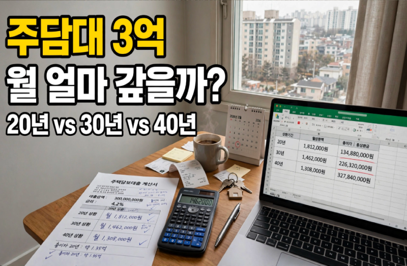 주택담보대출 3억 받으면 월 상환액이 이 정도라고? 금리 3~6% 총정리