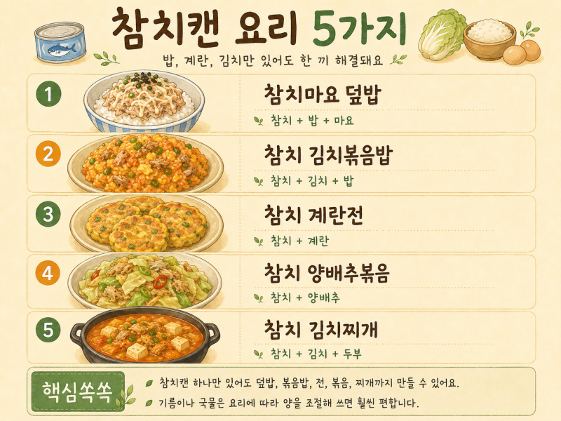 참치캔 요리 5가지, 밥·계란·김치만 있어도 한 끼 해결돼요