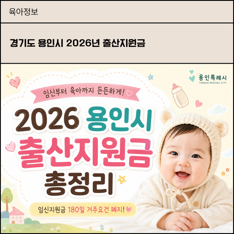 용인에서 낳으면 얼마 벌어요? 2026년 출산지원금 계산기 대신 정리