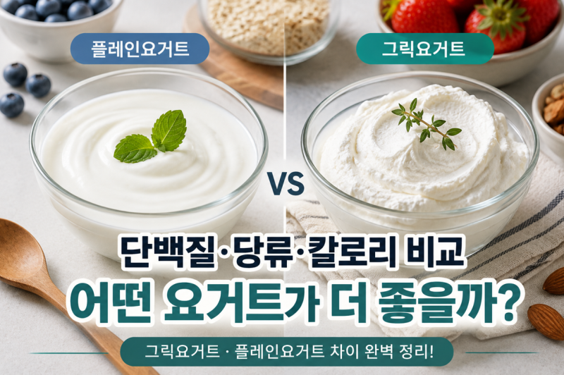 그릭요거트·플레인요거트 차이｜단백질·당류·칼로리 비교, 다이어트에는 어떤 게 좋을까?(....