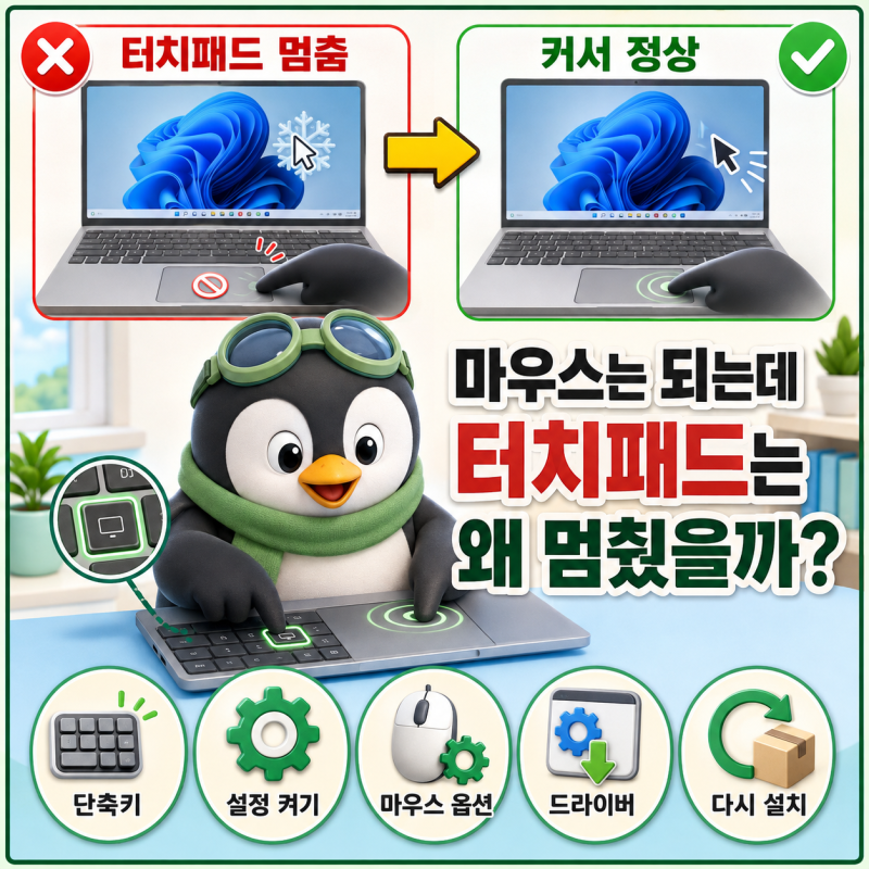 Windows 11 노트북 터치패드 안됨 커서 안 움직임 해결방법 5가지