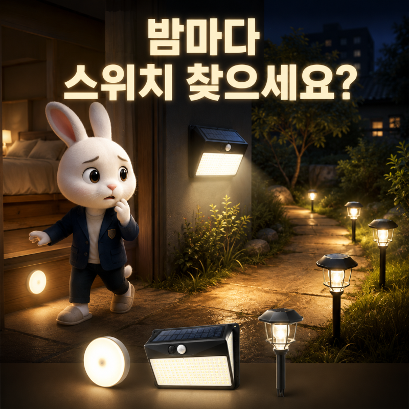 센서등 추천｜밤마다 스위치 찾는다면? 침대·현관·정원 조명 3종 비교