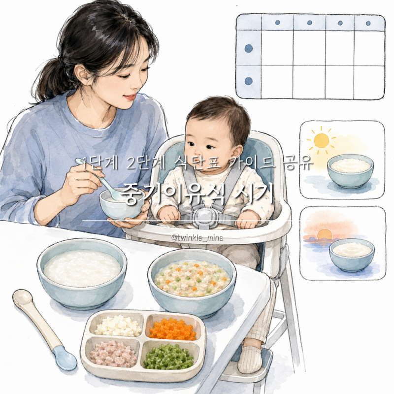 초기이유식 만들기 시작! 재료 및 1단계 2단계 식단표 가이드 공유
