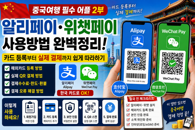 중국여행 필수 어플 2부, 알리페이·위챗페이 카드 등록부터 실제 결제까지 사용방법