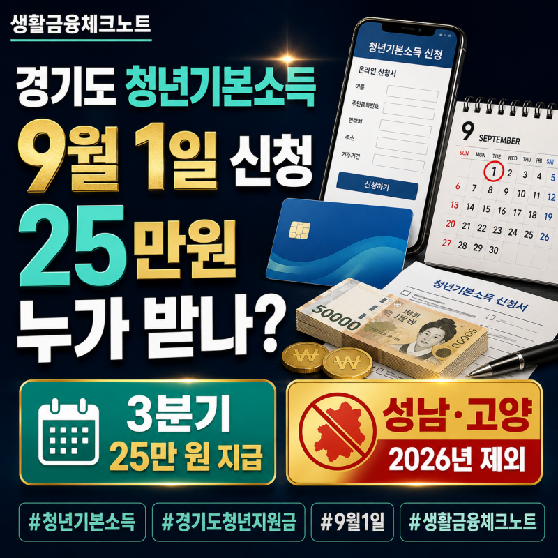 경기도 청년기본소득 3분기 9월1일 신청, 25만원 누가 받나? 고양·성남 제외 주의