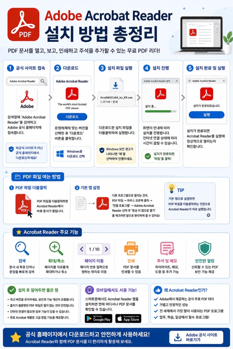 Adobe Acrobat Reader 설치 방법 총정리