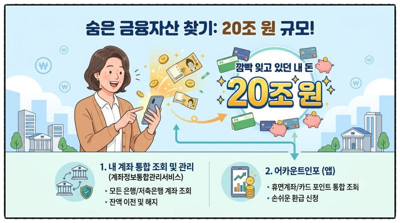 깜빡 잊고 있던 내 돈이 20조 원 가까이? 숨은 금융자산 조회 가능한 '내 계좌 통합 조회 및 관....