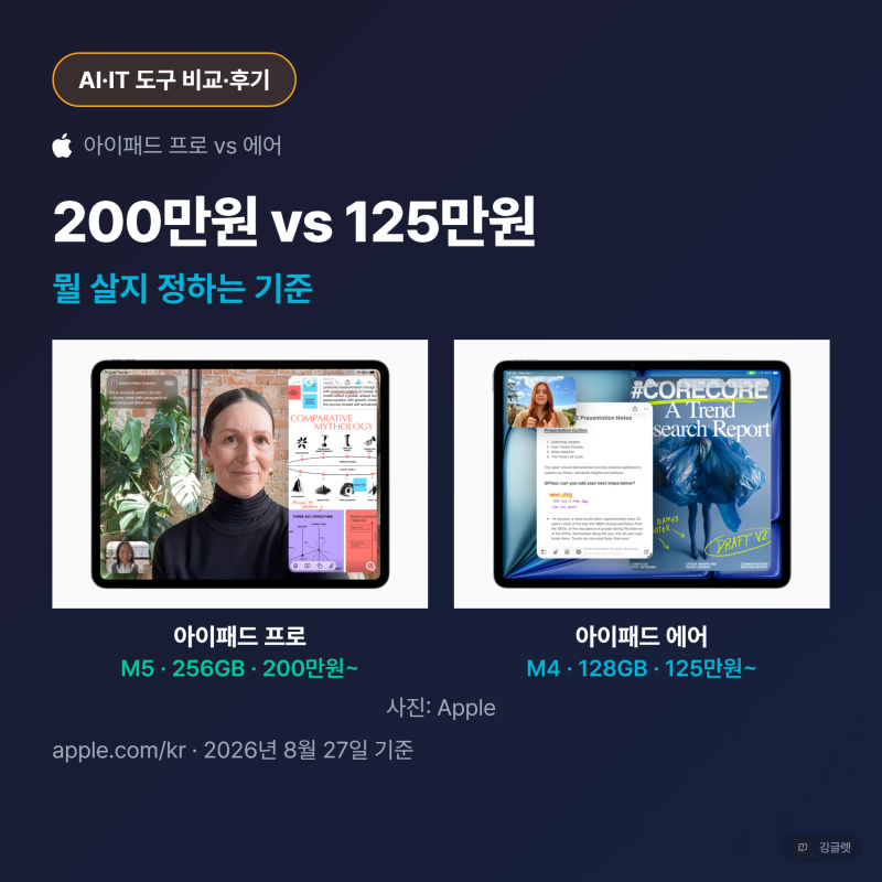 아이패드프로 M5 vs 에어, 뭘 살지 정하는 기준