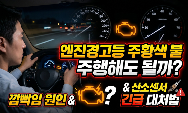 자동차 엔진경고등 주황색 불 깜빡임 원인 및 주행 가능 여부 총정리