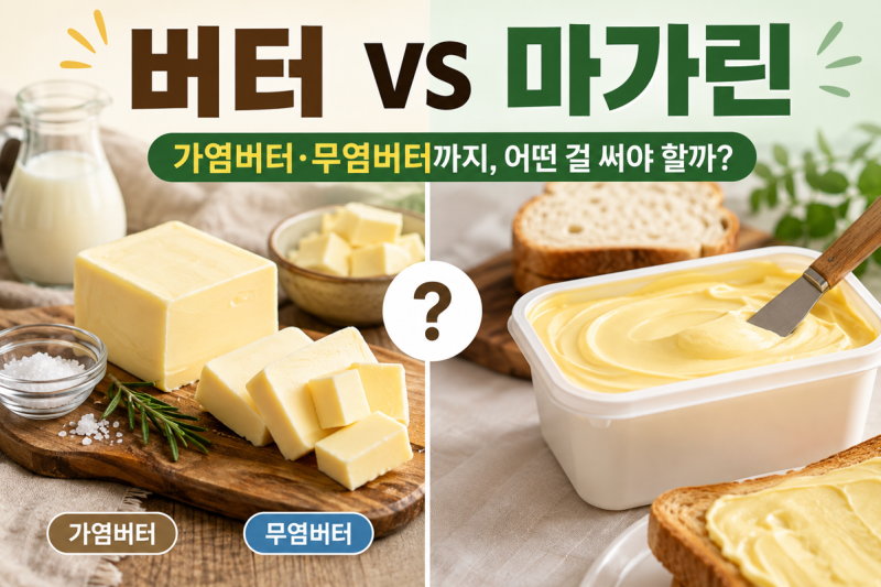 버터·마가린 차이｜가염버터·무염버터까지, 요리·베이킹에는 어떤 걸 써야 할까?(가염버터....