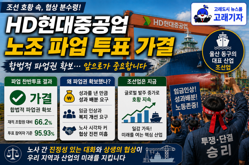 ️ HD현대중공업 노조 파업 투표 가결 — 조선 호황 속 협상 분수령