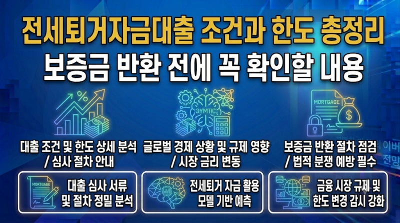 전세보증금 4억원인데 대출은 1억원? 전세퇴거자금대출 조건과 한도 총정리, 보증금 반환 전....