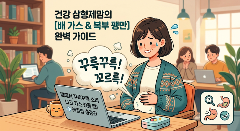 배에서 꾸륵꾸륵 소리 나고 가스 찼을 때! 원인과 해결법 총정리