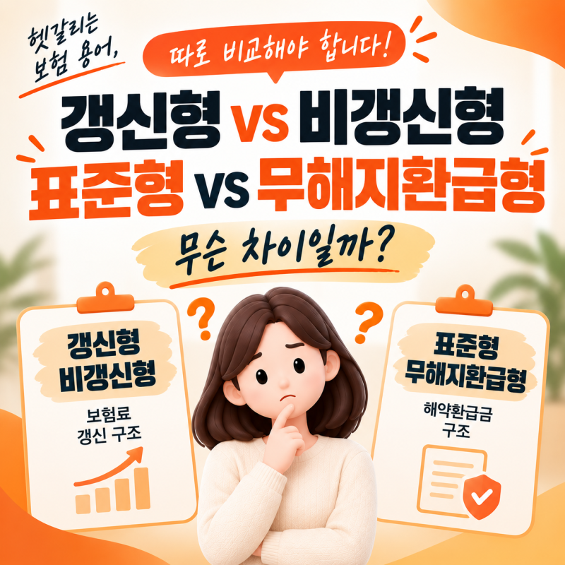 갱신형 비갱신형 차이, 표준형 무해지환급형까지 알아보자