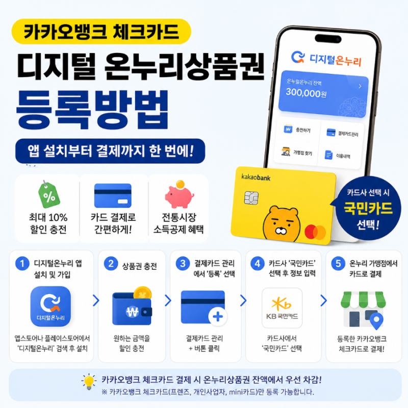 카카오뱅크 체크카드 디지털 온누리상품권 등록방법｜앱 설치부터 결제까지 쉽게 따라하기