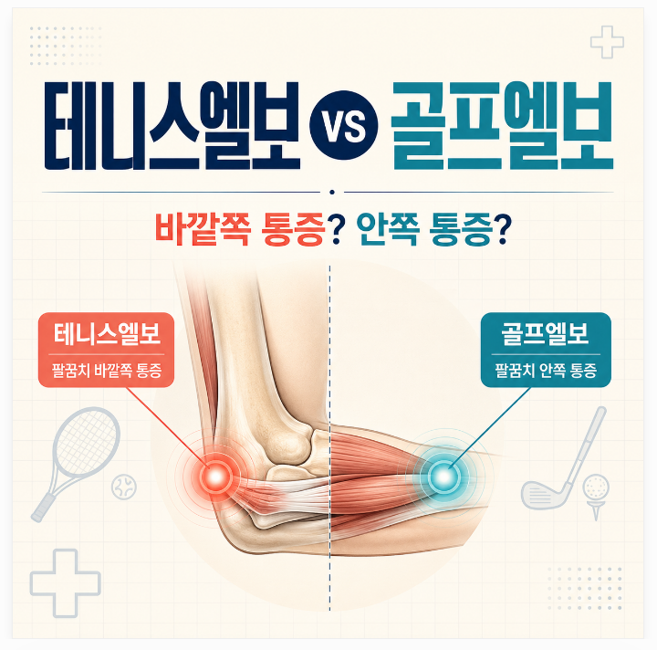 테니스엘보 골프엘보 차이, 팔꿈치 바깥쪽·안쪽 통증과 약국약