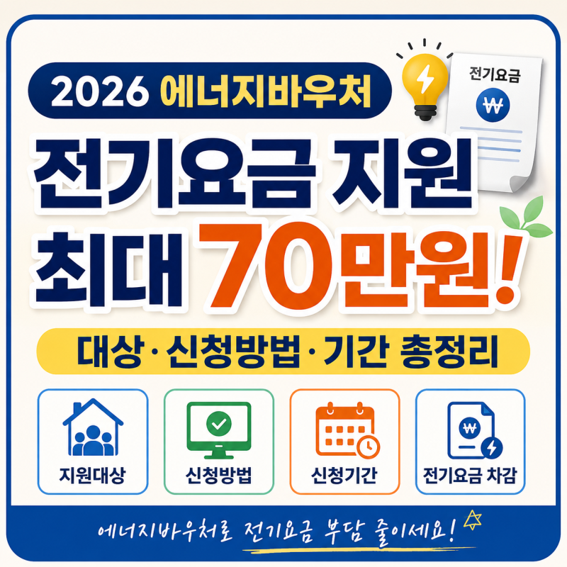 2026 에너지바우처 신청방법 전기요금 지원 대상·금액·기간 총정리