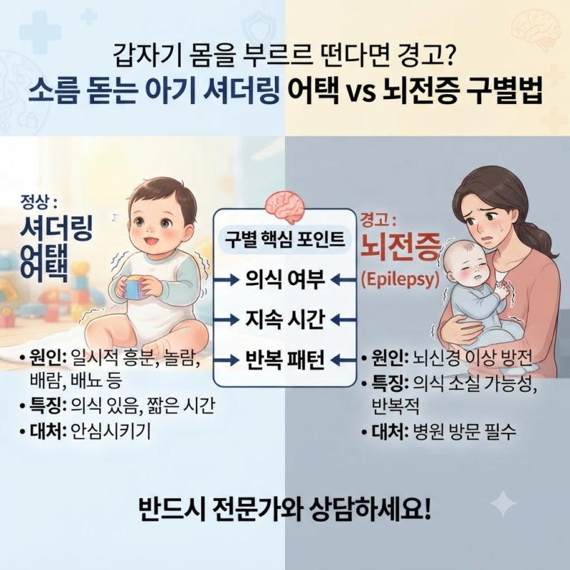 "갑자기 몸을 부르르 떤다면 경고? 소름 돋는 아기 셔더링 어택 vs 뇌전증 구별법"