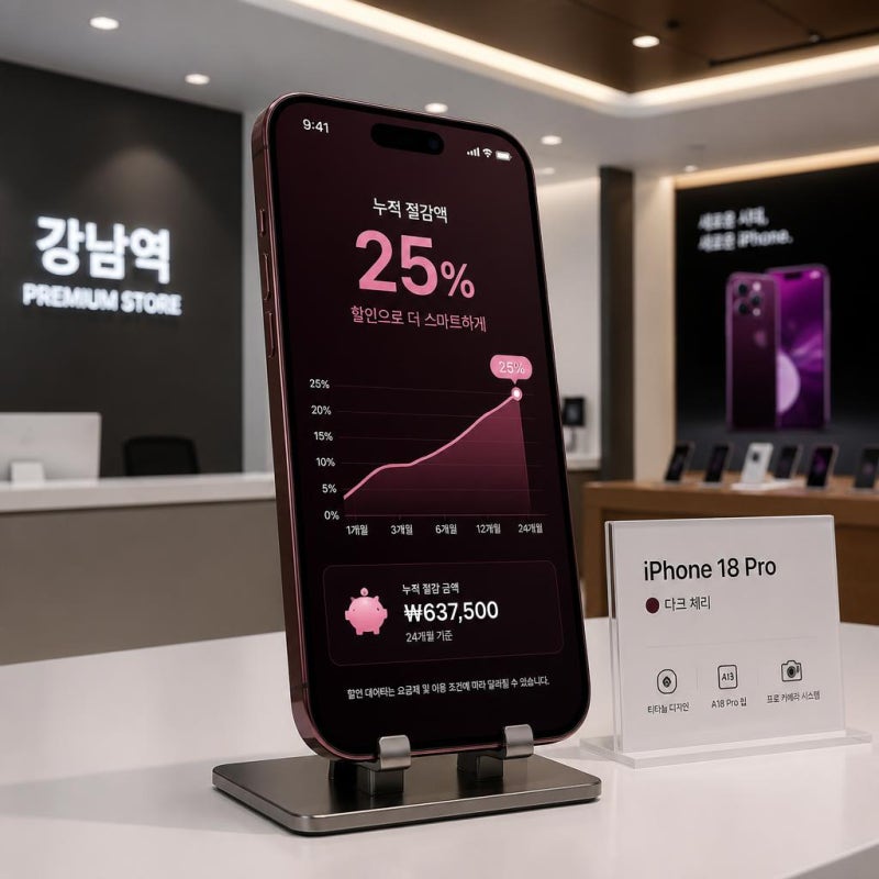 아이폰18 프로 출시일 선택약정 25% 실제 이득 계산기, 월 요금제별 2년 총할인액 비교
