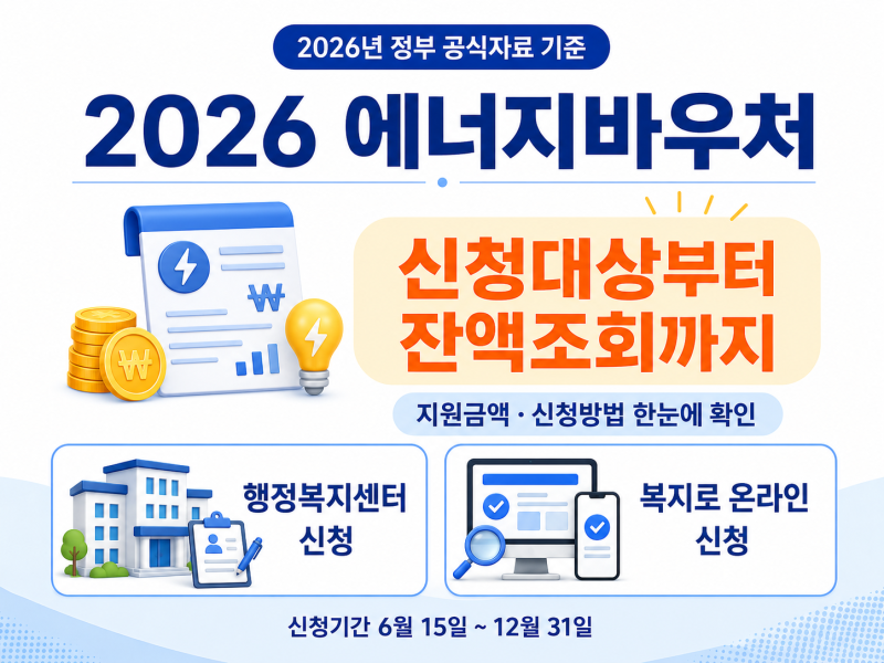 2026 에너지바우처 잔액조회 방법, 세대별 지원금액과 사용기간 정리