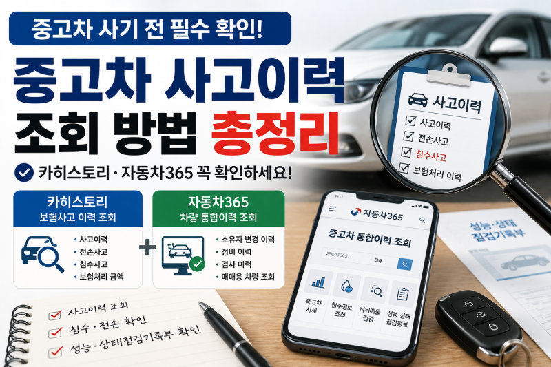 중고차 사고이력 조회 방법｜사기 전 카히스토리·자동차365 꼭 확인하세요