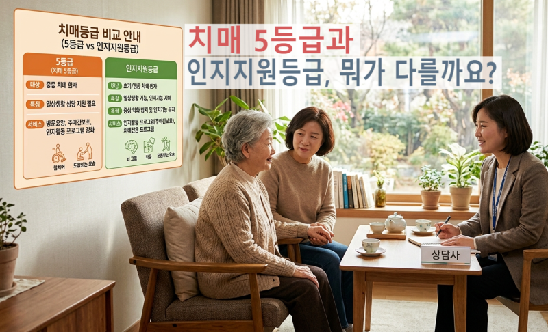 치매 부모님 장기요양 5등급과 인지지원등급, 뭐가 다를까요?