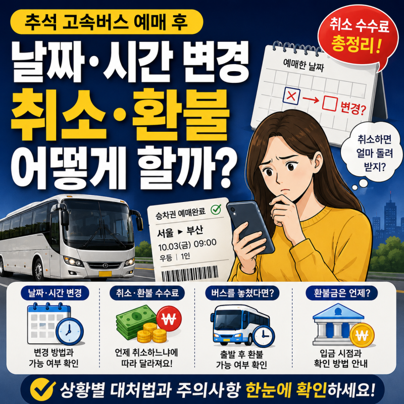 추석 고속버스 예매 후 날짜·시간 변경하려면? 취소·환불 수수료까지