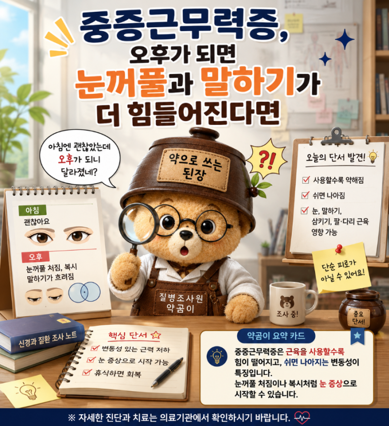 중증근무력증, 오후가 되면 눈꺼풀과 말하기가 더 힘들어진다면