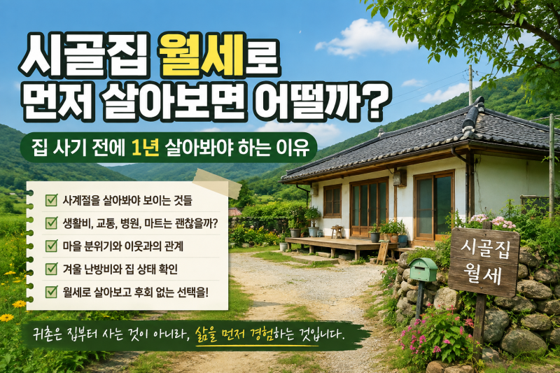 시골집 월세로 먼저 살아보면 어떨까? 집 사기 전에 1년 살아봐야 하는 이유