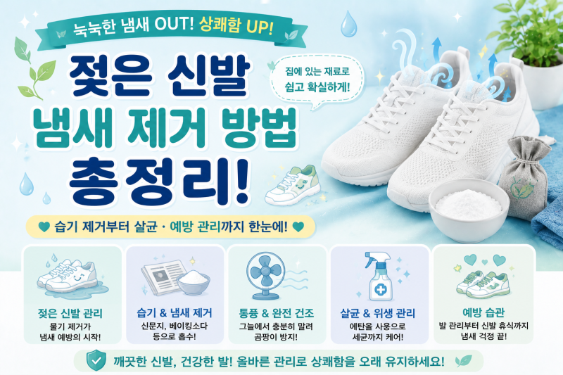 젖은 신발 냄새 제거 방법 총정리｜습기 말리는 법부터 냄새 예방까지