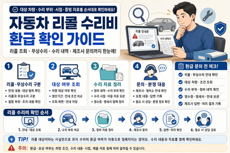 자동차 리콜 수리비 환급 확인할 것｜무상수리·보상 신청과 증빙 정리