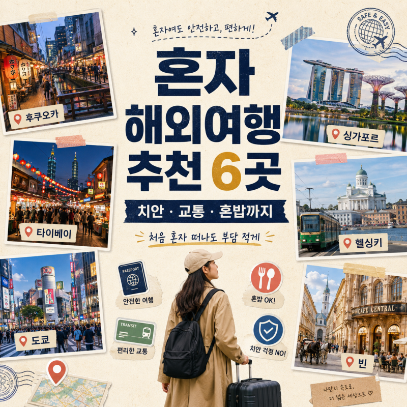 혼자 해외여행 처음 간다면? 치안 교통 혼밥까지 편한 해외여행지 6곳 추천