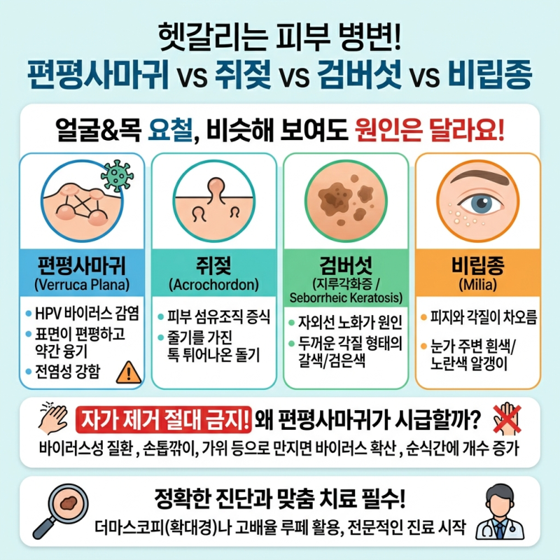 대구 편평사마귀 제거, 쥐젖·검버섯·비립종 차이부터 무제한 레이저 치료 솔루션 가격 안내....