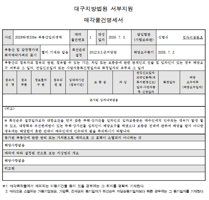 대구 도원동 경매아파트 나래마을 2억대 아파트가 1억 4천만원대? 달서구 경매 2026타경3394 사진 11