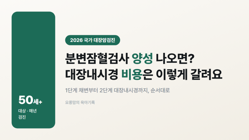 분변잠혈검사 양성 나오면? 대장암검진 2단계 대장내시경 비용까지