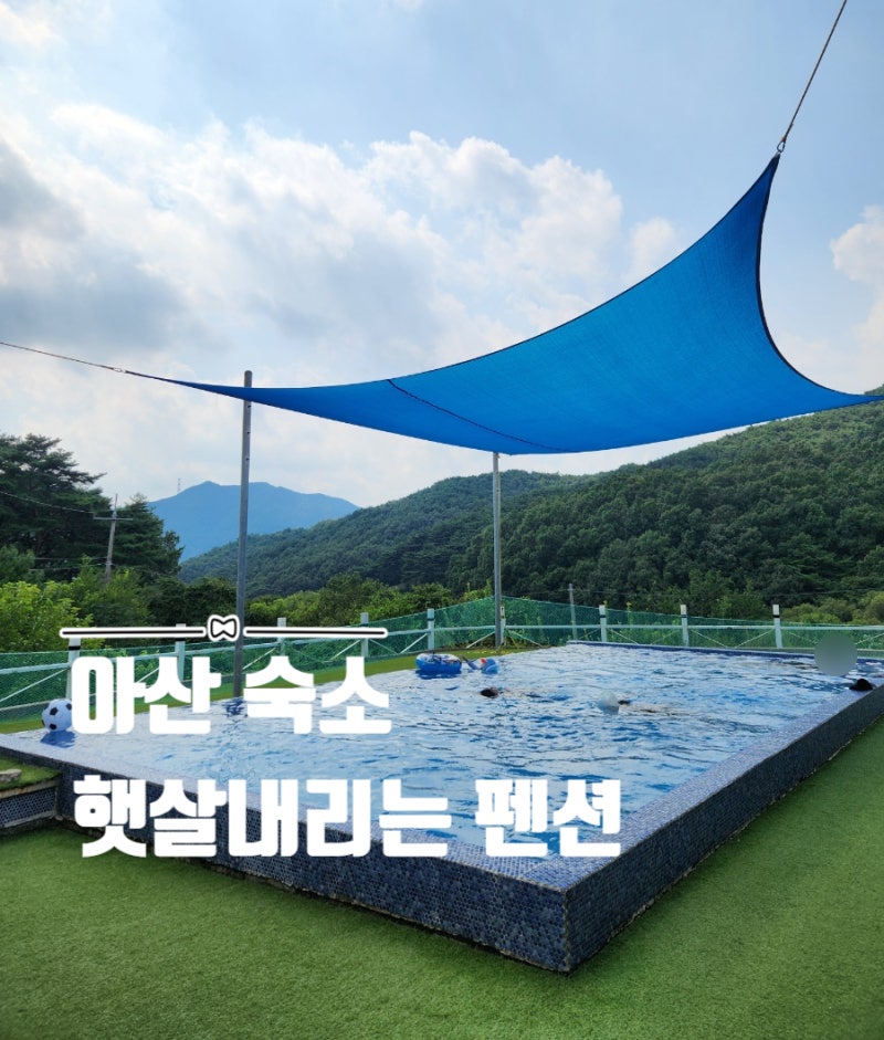 아산 대형 수영장 숙소 경치 좋은 햇살 내리는 펜션