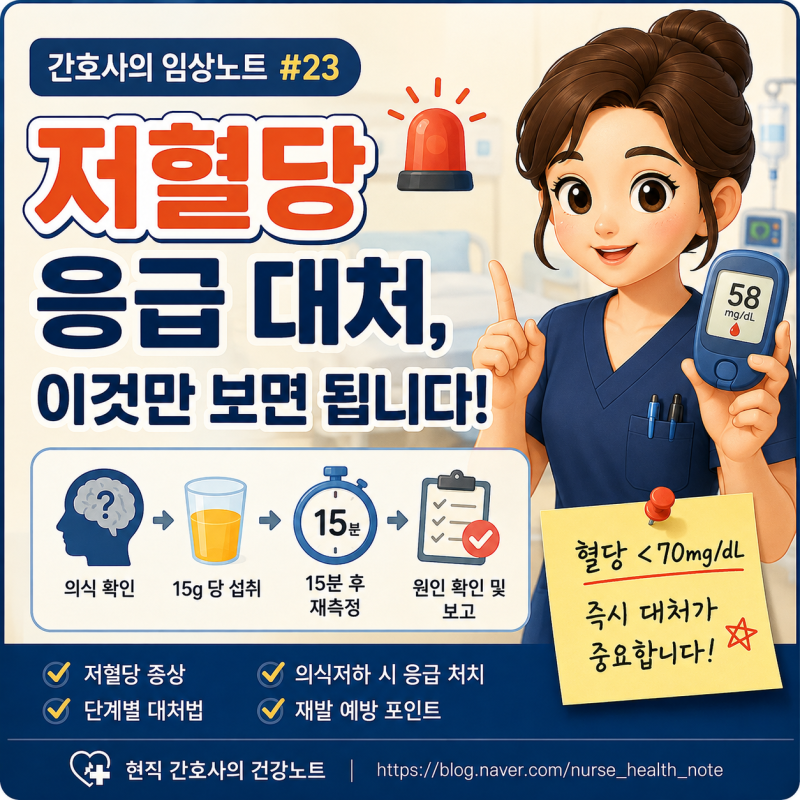간호사의 임상노트 #23저혈당 응급 대처, 이것만 보면 됩니다.