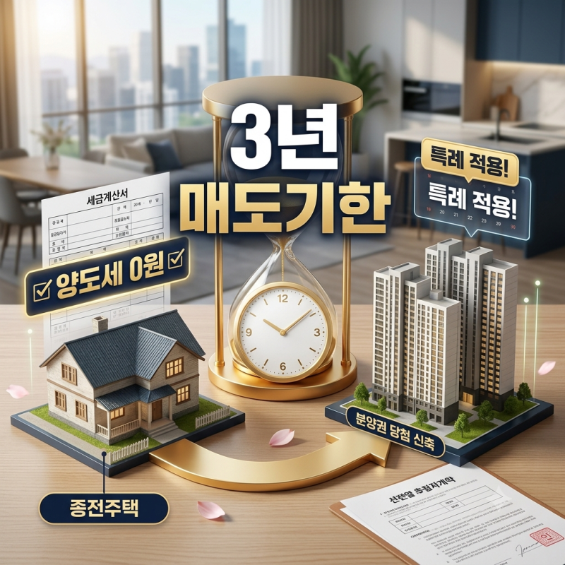 분양권 당첨 후 기존주택 양도세 0원? 3년 매도 기한의 반전