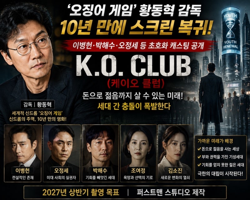 Director Hwang Dong-hyuk Confirmed to Return to Film After 10 Years... Lee Byung-hun, Park Hae-soo, and Oh Jung-se All Join! The Anticipated 'K.O. CLUB'...