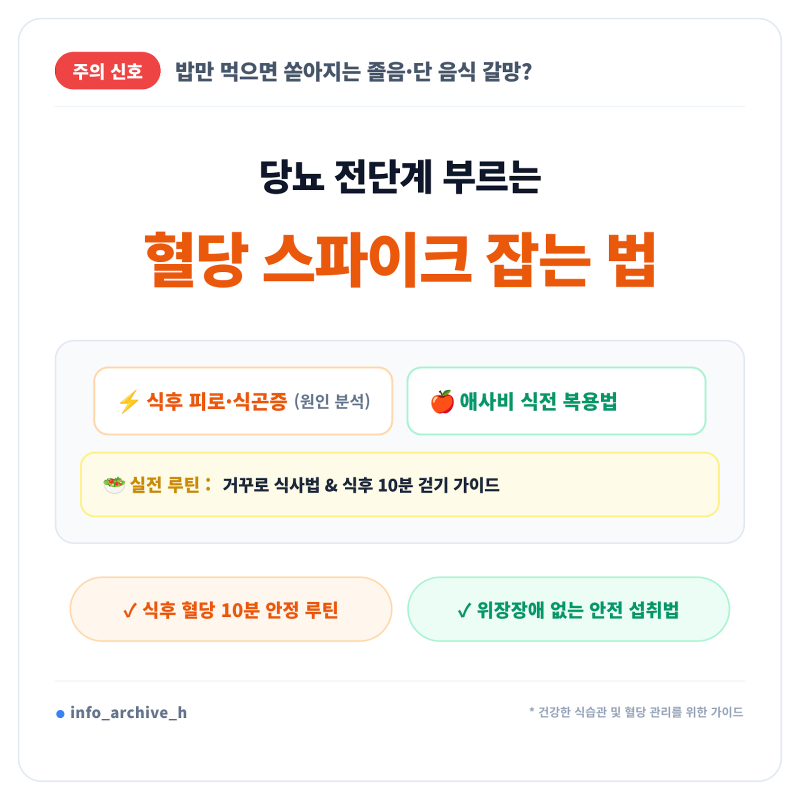 밥만 먹으면 쏟아지는 졸음? 혈당 스파이크 증상 자가진단과 10분 만에 잡는 법 (애사비 복용....
