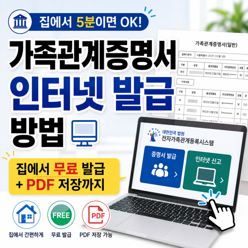 가족관계증명서 인터넷 발급 방법 | 온라인 무료 발급부터 PDF 저장까지
