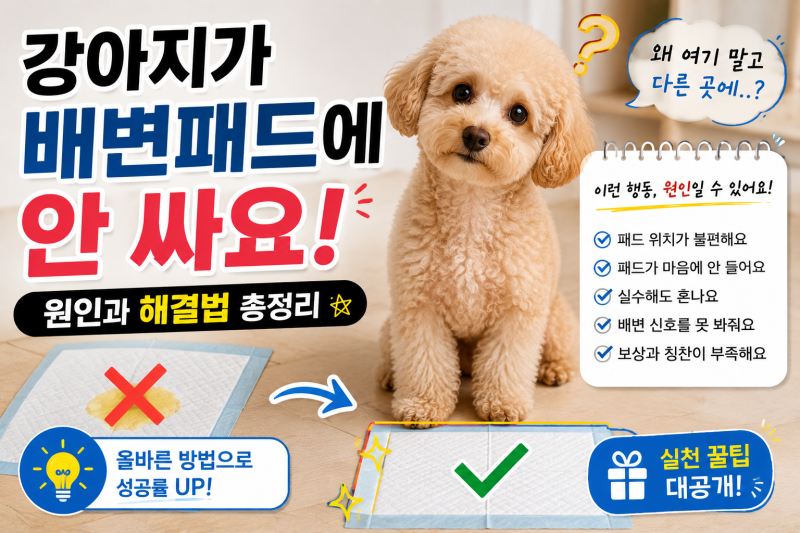 강아지가 배변패드에 안 싸요｜원인과 해결법