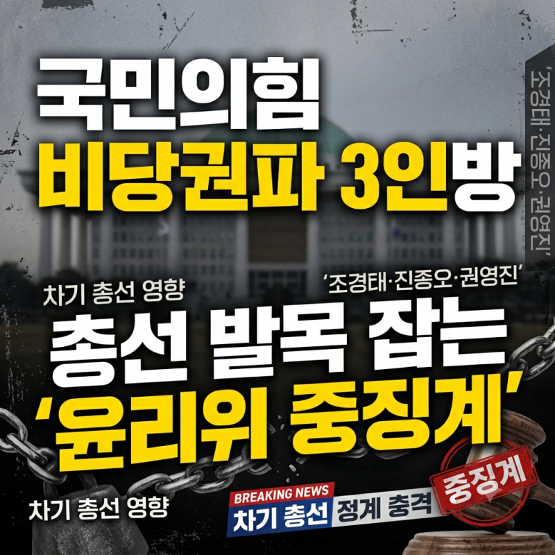 국민의힘 비당권파 3인방(조경태·진종오·권영진), 차기 총선 발목 잡는 윤리위 중징계