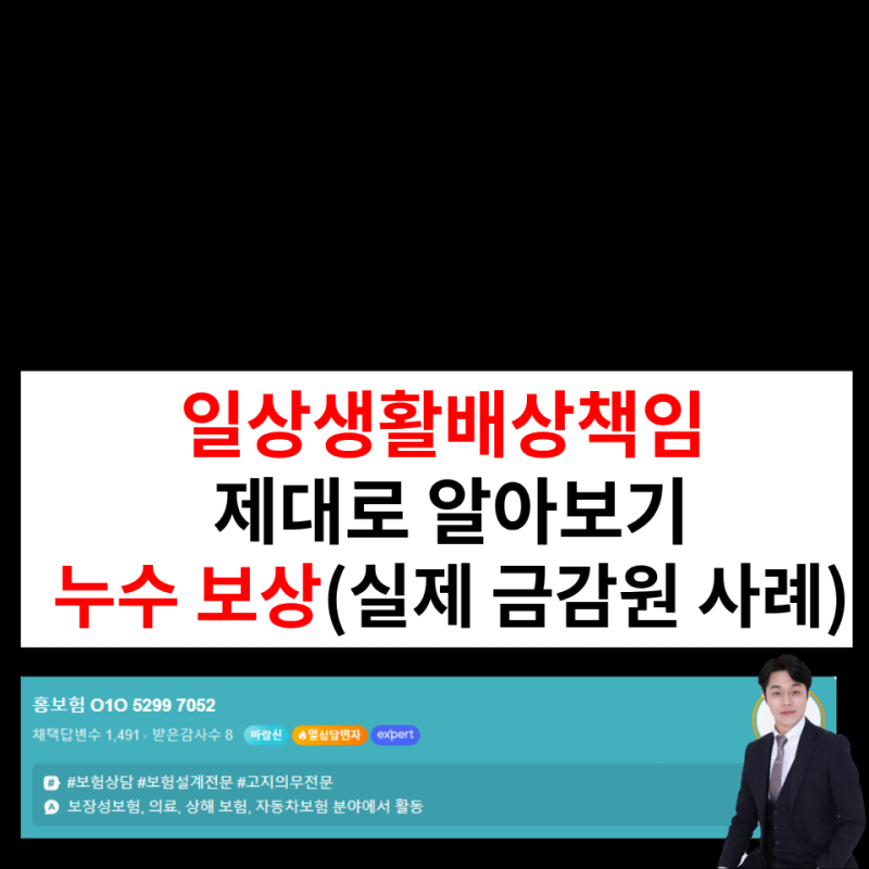 일상생활배상책임보험(일배책) 누수 보장이 안되는 경우, 및 사례; 조건 안 맞으면 보상 안 ....
