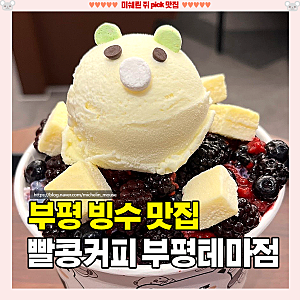 부평역 빙수 맛집 [빨콩커피] 새벽 늦게까지 카공하기 좋은 가성비 부평카페 추천 솔직후기