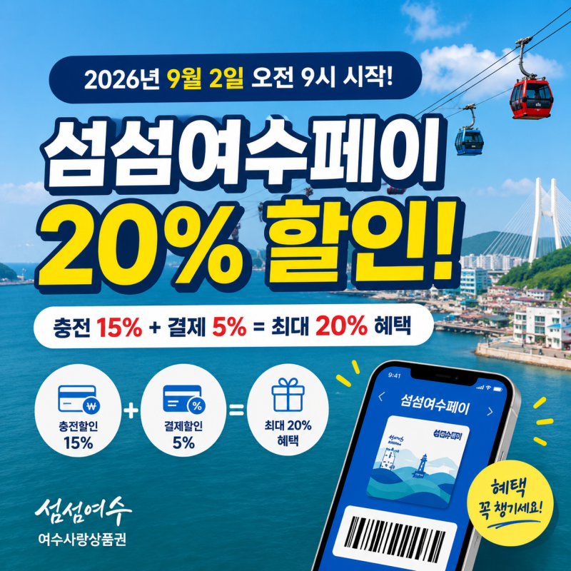 2026 섬섬여수페이 20% 할인｜9월 특별할인 일정·구매방법·사용처 총정리