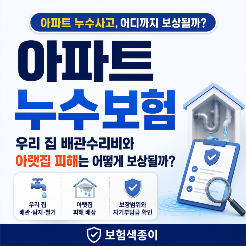 아파트 누수보험, 우리 집 배관수리비와 아랫집 피해는 어떻게 보상될까?